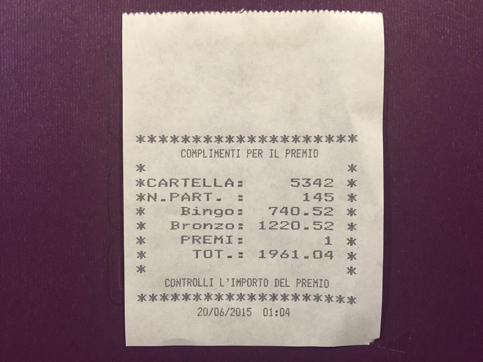 bingo bronzo 21 giugno